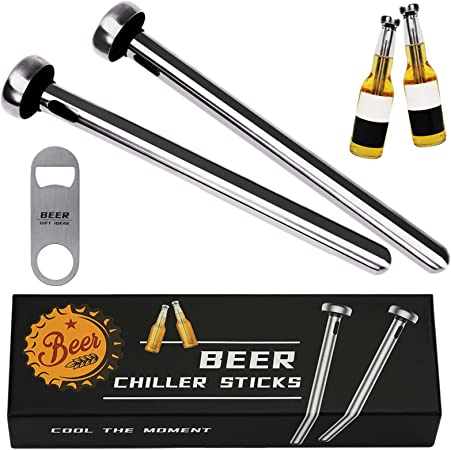 Gifts for Men Dad Husband, 2pc Beer Chiller Sticks with 1 Bottle Opener, Beer Lover Birthday Gag Gifts for Men Women Adults Brother Who Have Everything, Unique Cool Stuff Gadgets Presents